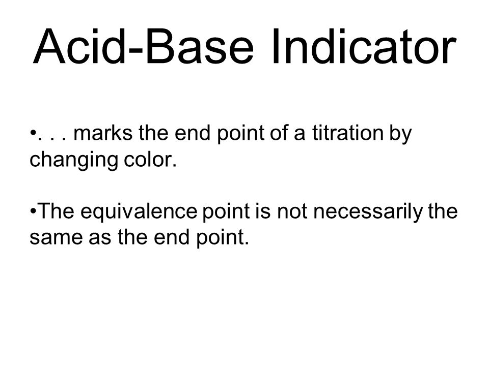 Acid-Base Indicator... marks the end point of a titration by changing color.