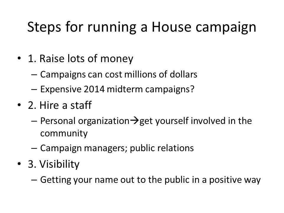 Steps for running a House campaign 1.