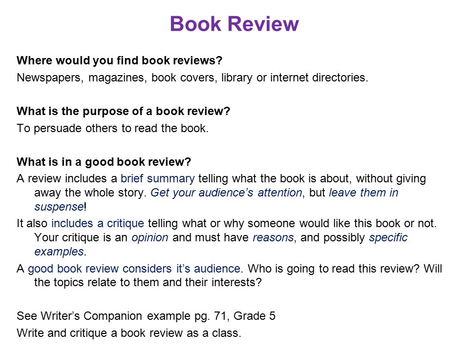 Book Review Where would you find book reviews.