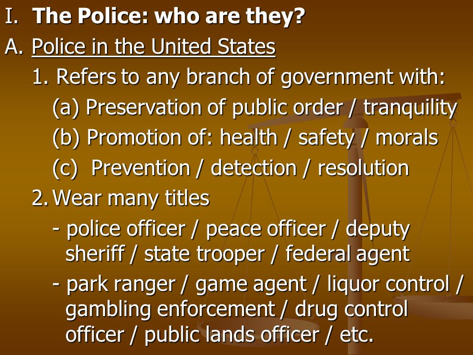I. The Police: who are they. A.Police in the United States 1.