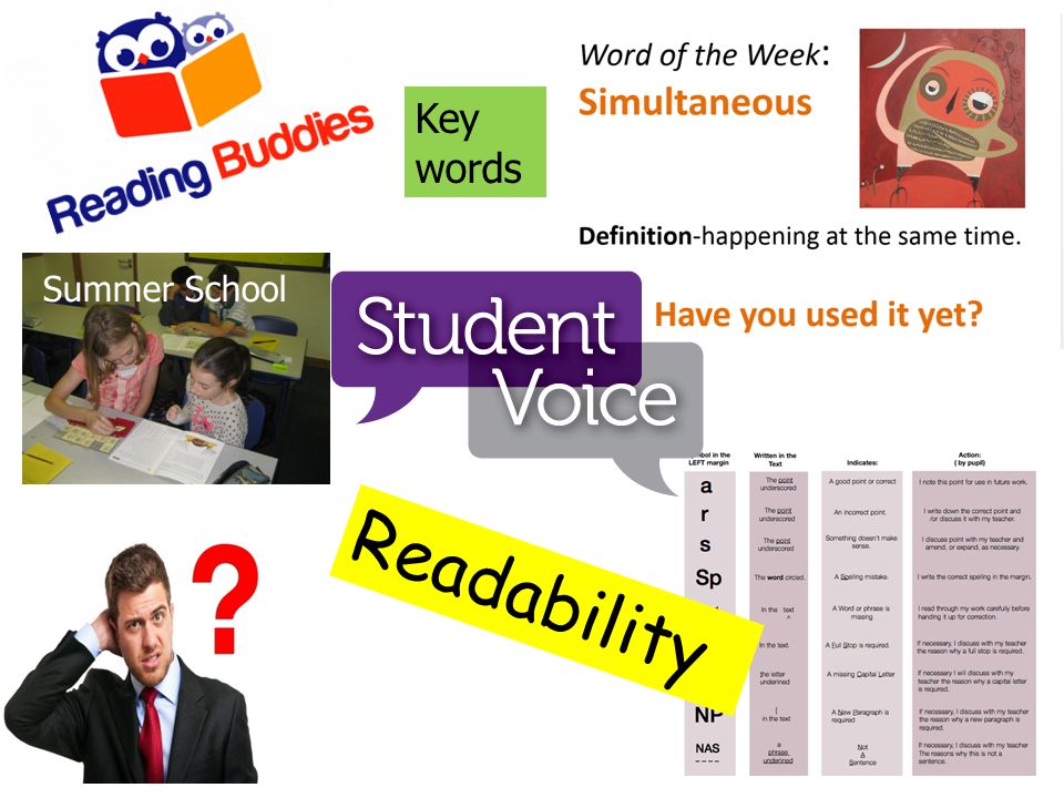 Readability Summer School Key words