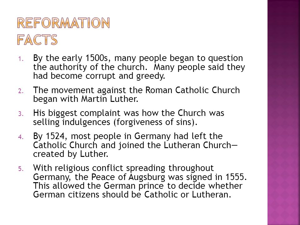 1. By the early 1500s, many people began to question the authority of the church.