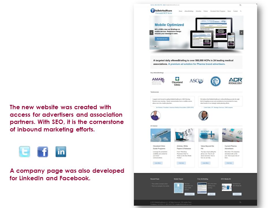 The new website was created with access for advertisers and association partners.