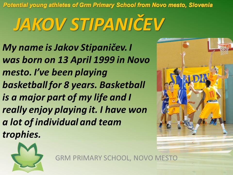 JAKOV STIPANIČEV GRM PRIMARY SCHOOL, NOVO MESTO My name is Jakov Stipaničev.