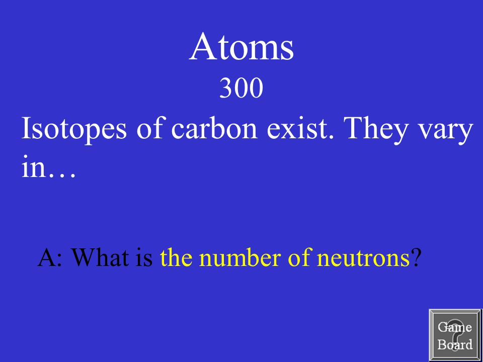 Atoms 300 A: What is the number of neutrons Isotopes of carbon exist. They vary in…