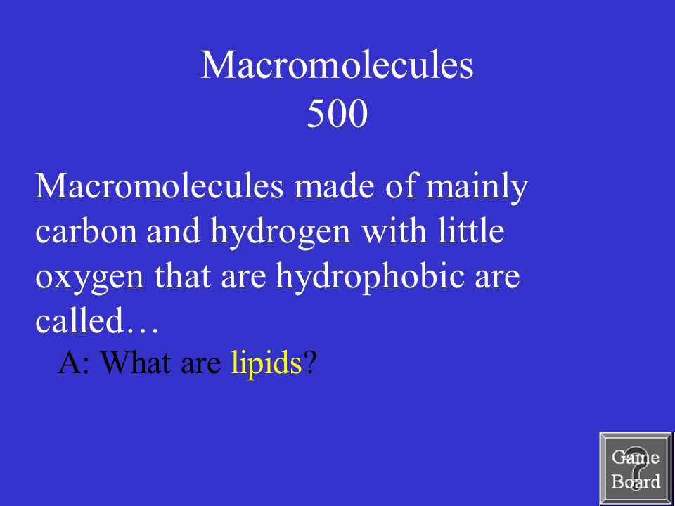Macromolecules 500 A: What are lipids.