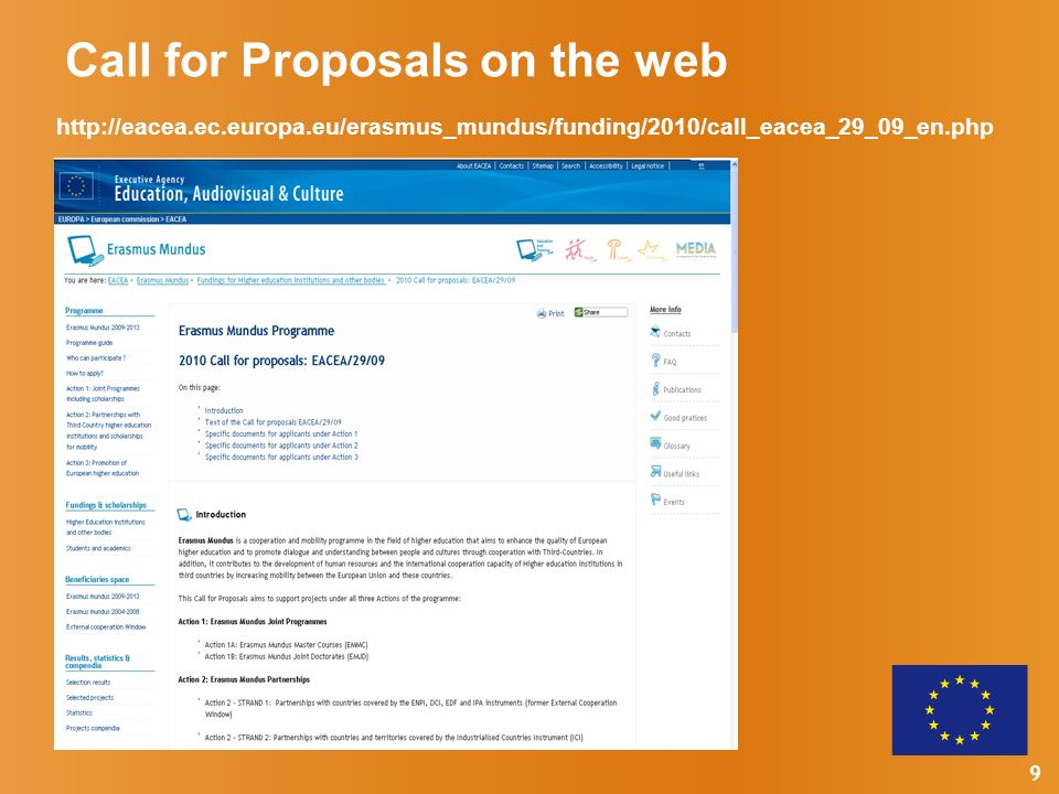 9 Call for Proposals on the web