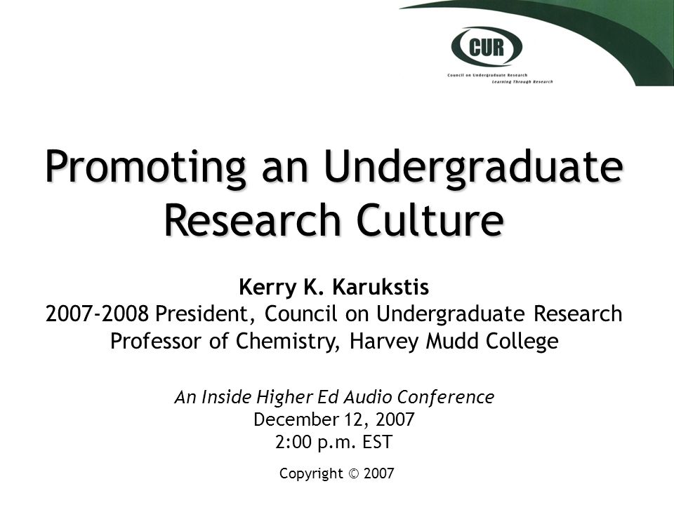 Promoting an Undergraduate Research Culture Kerry K.