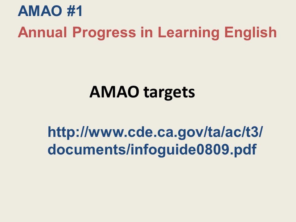 AMAO targets   documents/infoguide0809.pdf AMAO #1 Annual Progress in Learning English