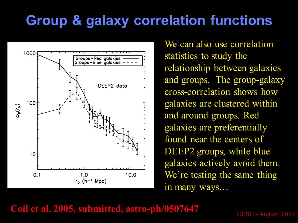 UCSC - August, 2004 Group & galaxy correlation functions Coil et al.