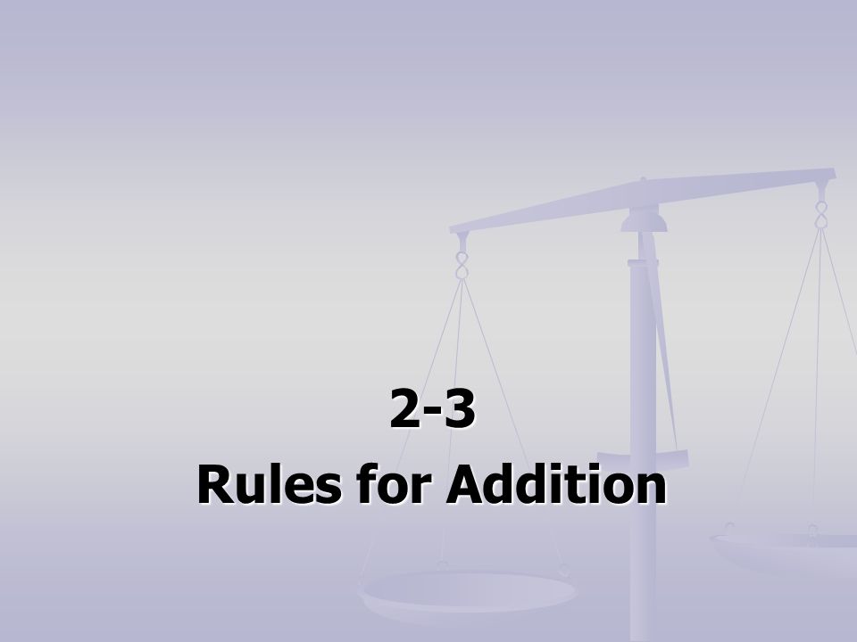 2-3 Rules for Addition