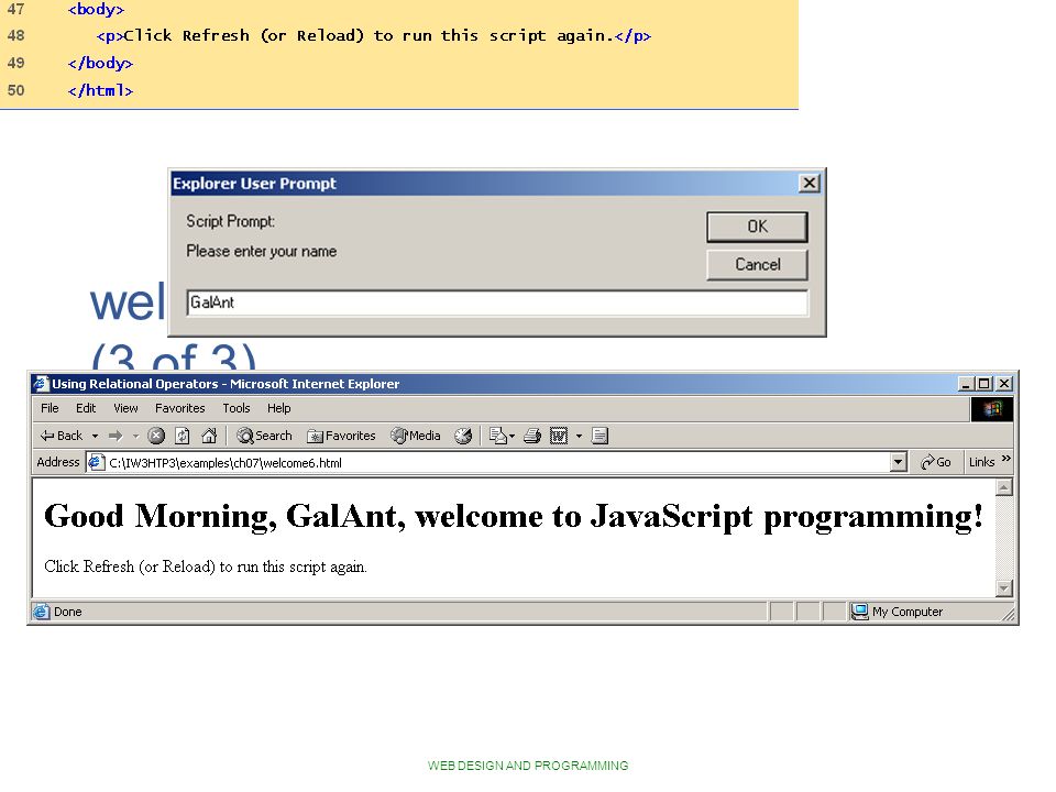 WEB DESIGN AND PROGRAMMING welcome6.html (3 of 3)‏