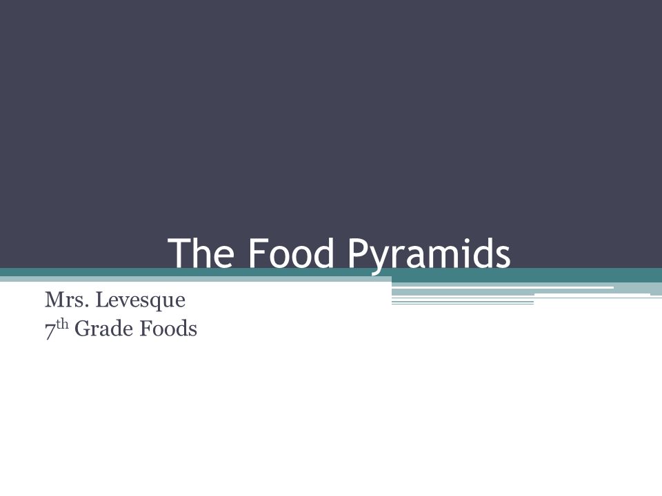 The Food Pyramids Mrs. Levesque 7 th Grade Foods