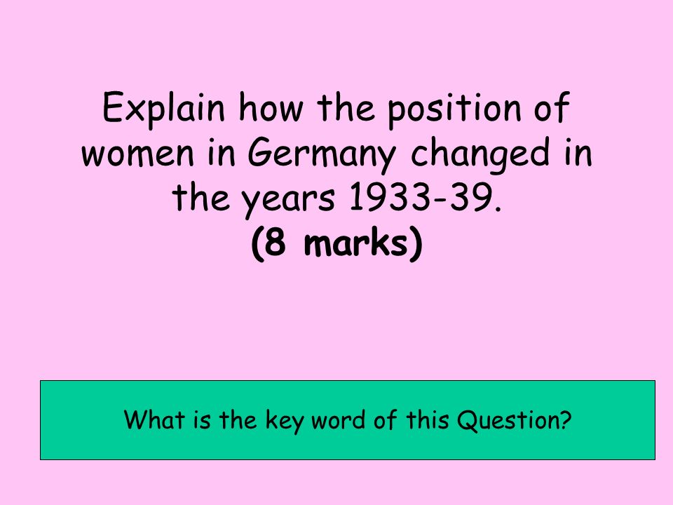 Explain how the position of women in Germany changed in the years