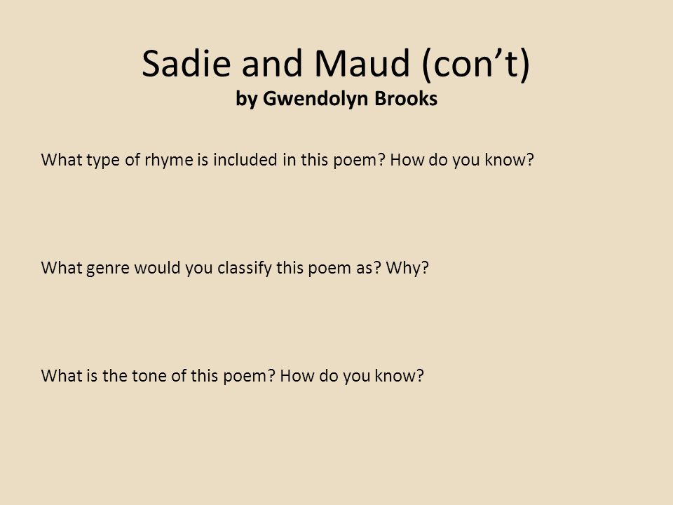 sadie and maud poem
