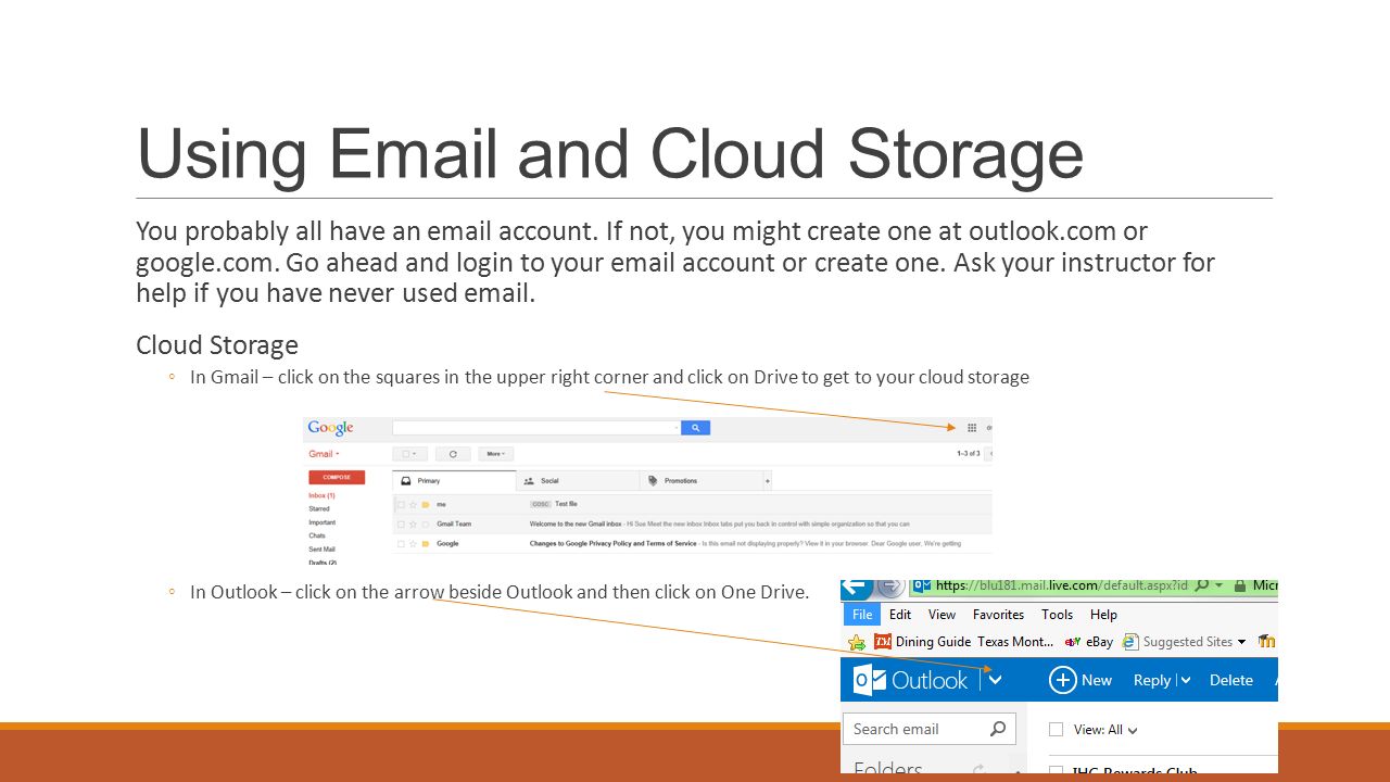 Using  and Cloud Storage You probably all have an  account.