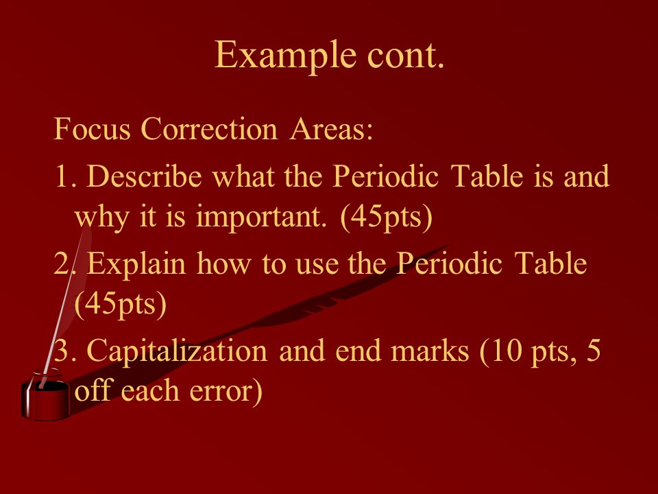 Example cont. Focus Correction Areas: 1.