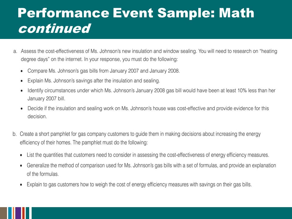 Performance Event Sample: Math continued