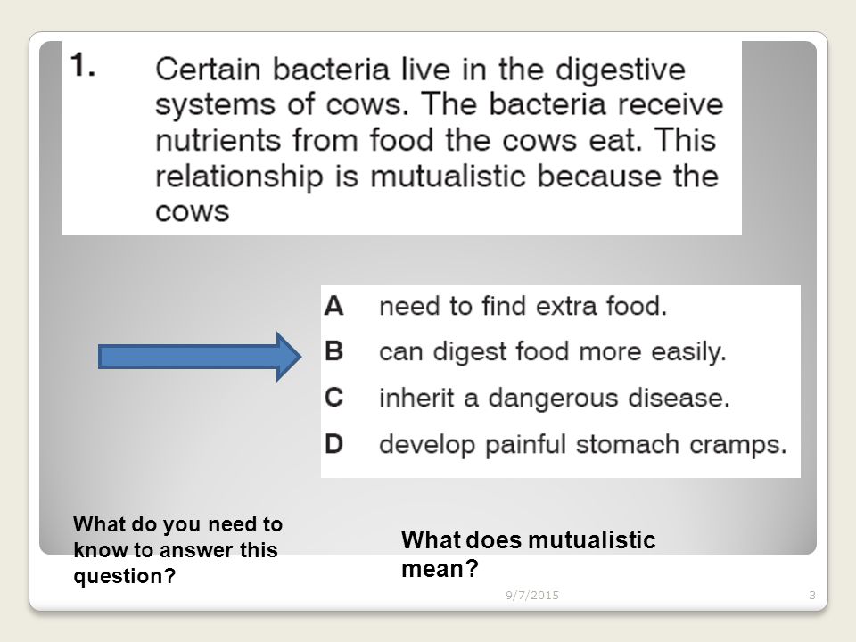 3 What do you need to know to answer this question What does mutualistic mean