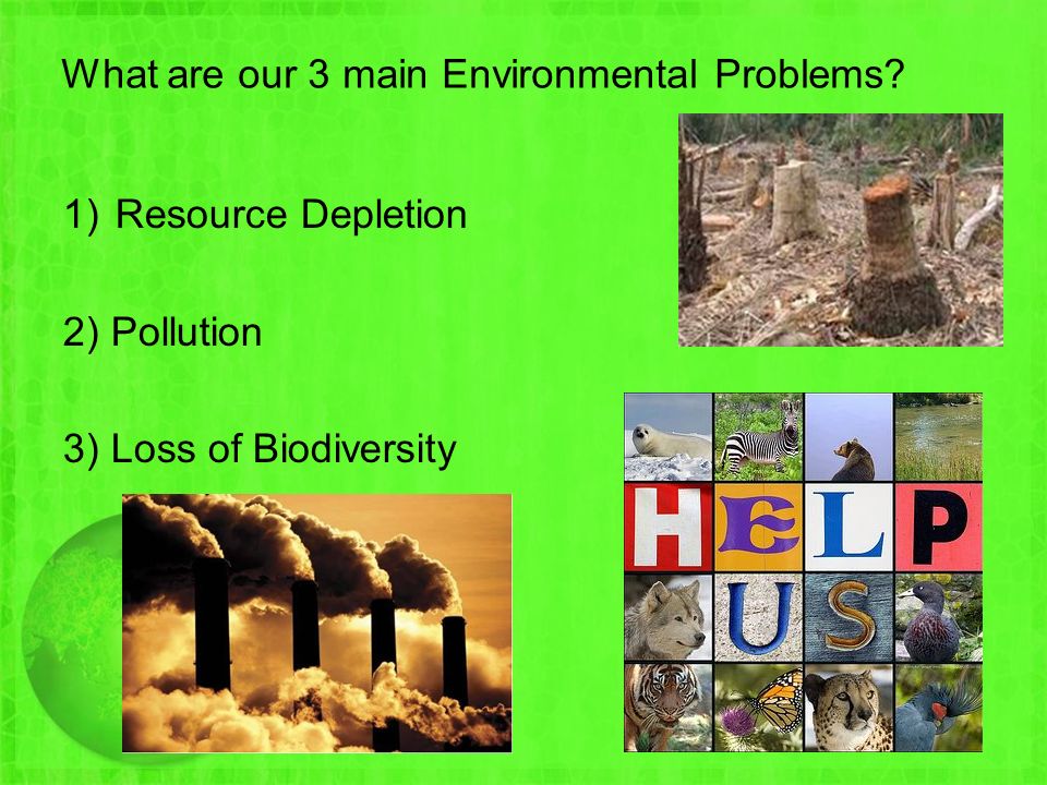 What are our 3 main Environmental Problems.