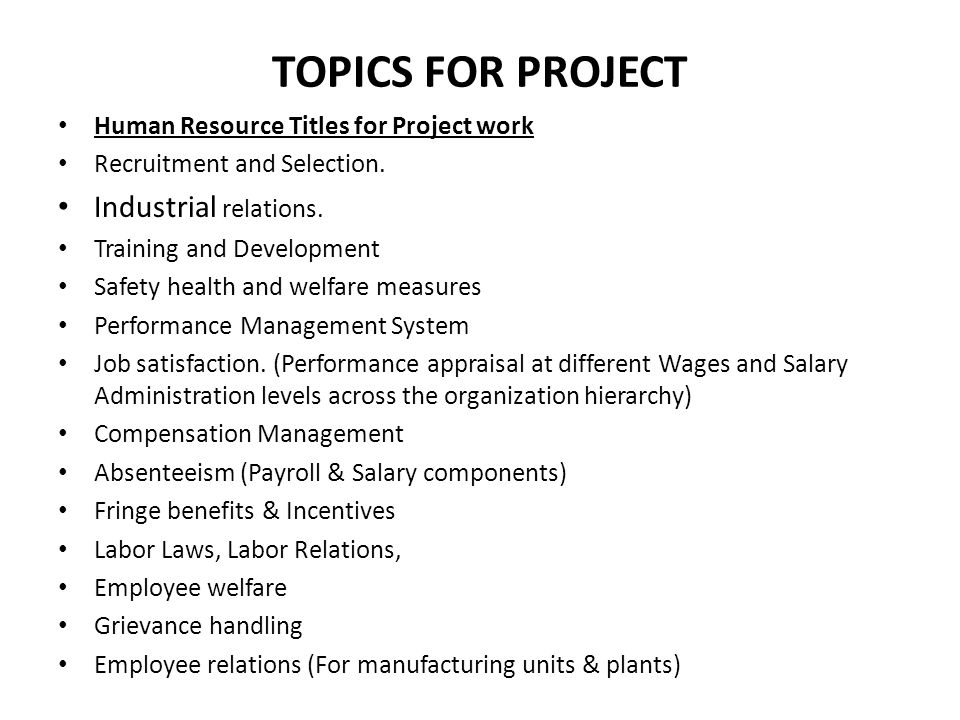 industrial relations project topics