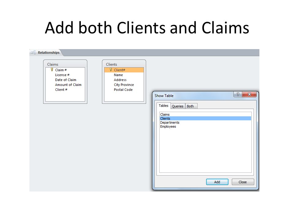 Add both Clients and Claims