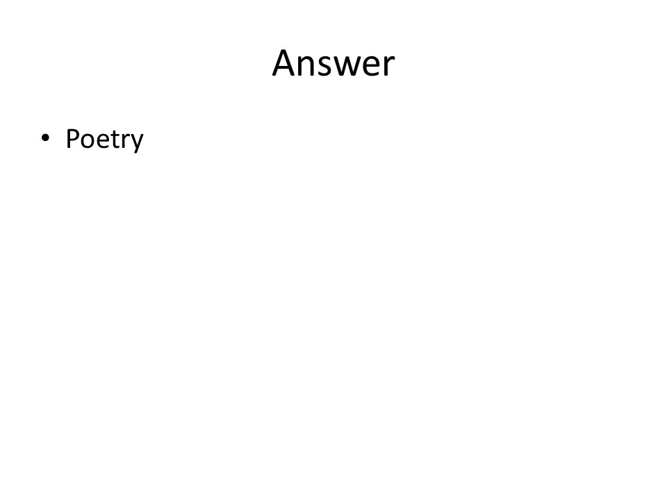 Answer Poetry