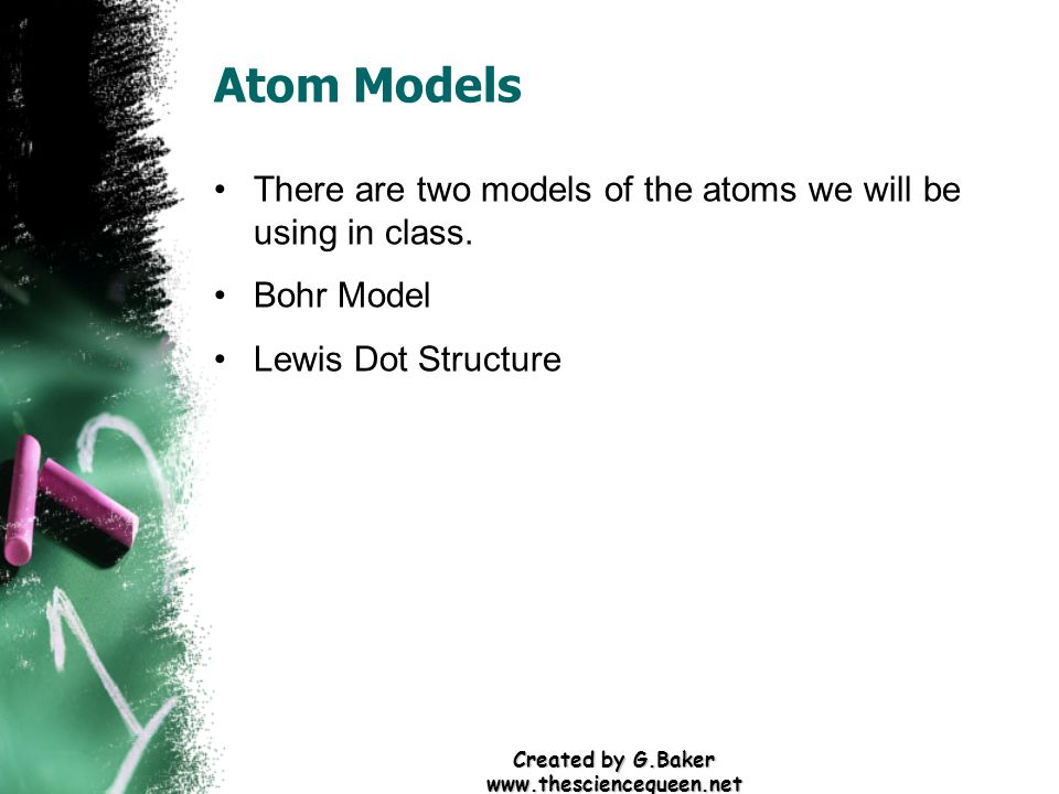 Created by G.Baker   Atom Models There are two models of the atoms we will be using in class.