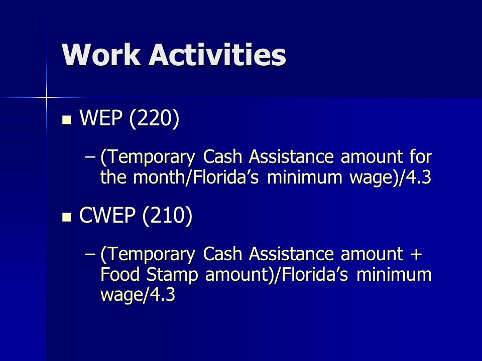 Florida Cash Assistance Chart