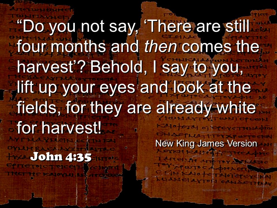 Do you not say, ‘There are still four months and then comes the harvest’.