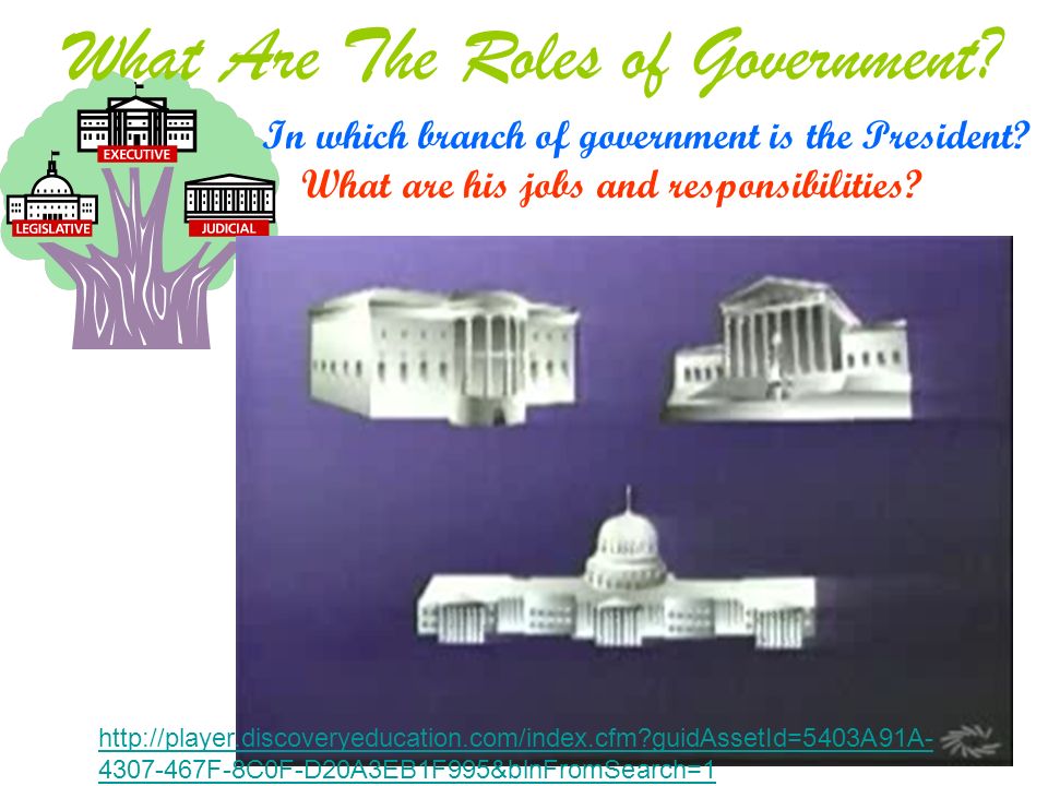 What Are The Roles of Government. In which branch of government is the President.