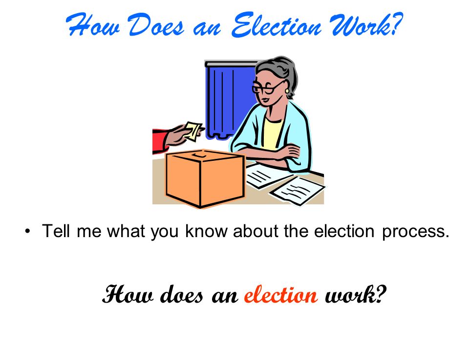How Does an Election Work. Tell me what you know about the election process.