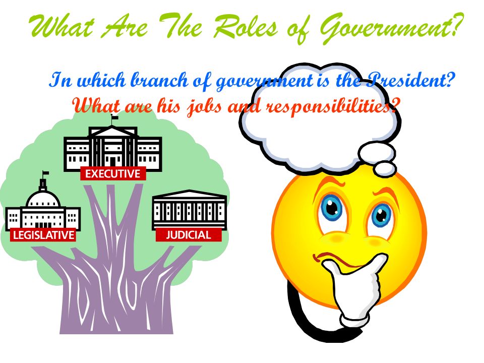 What Are The Roles of Government. In which branch of government is the President.