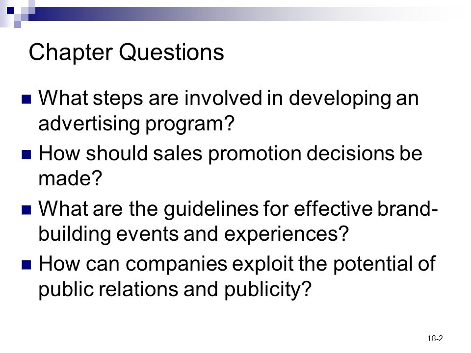 18-2 Chapter Questions What steps are involved in developing an advertising program.