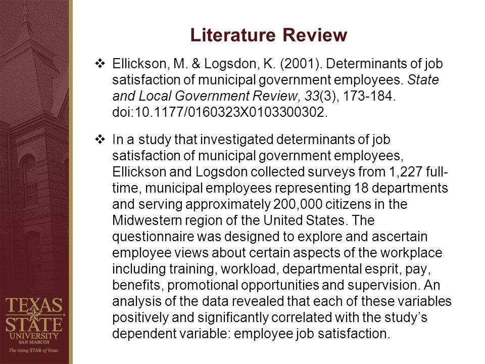 job satisfaction literature review