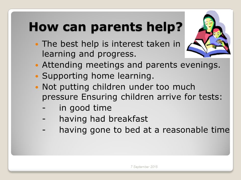 How can parents help. The best help is interest taken in learning and progress.