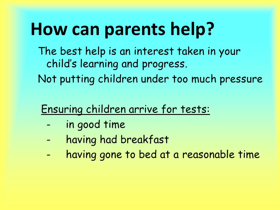 How can parents help. The best help is an interest taken in your child’s learning and progress.