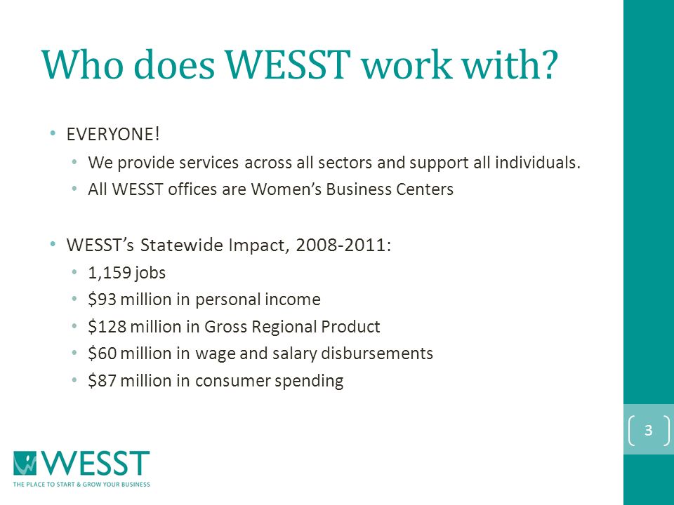 Who does WESST work with. EVERYONE.