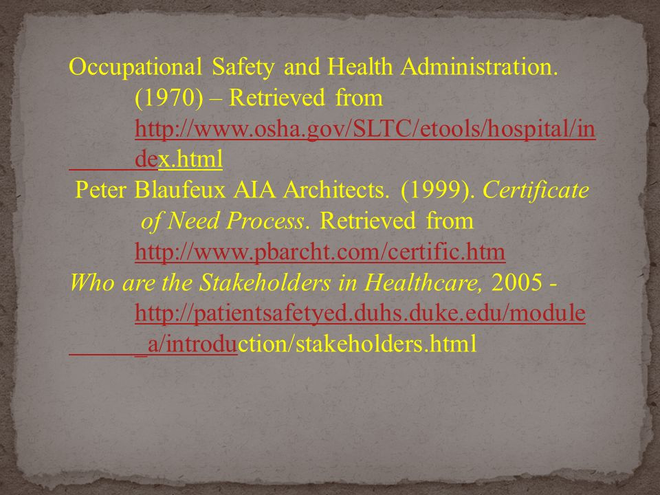 Occupational Safety and Health Administration.