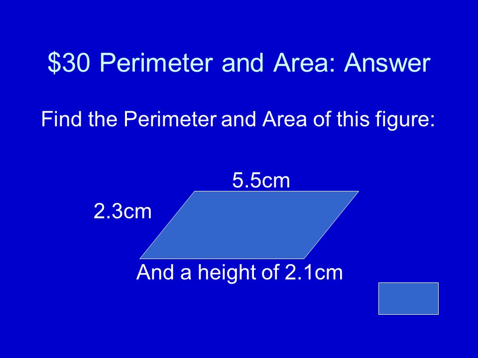 Question What is a Perimeter of 40ft and an area of 64ft 2