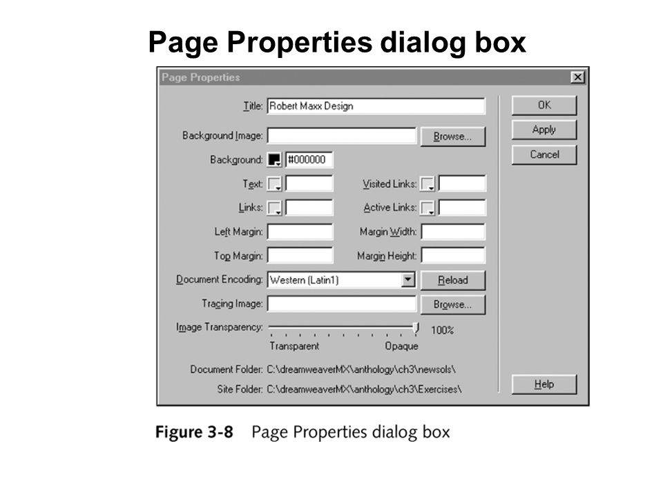 Page Properties dialog box