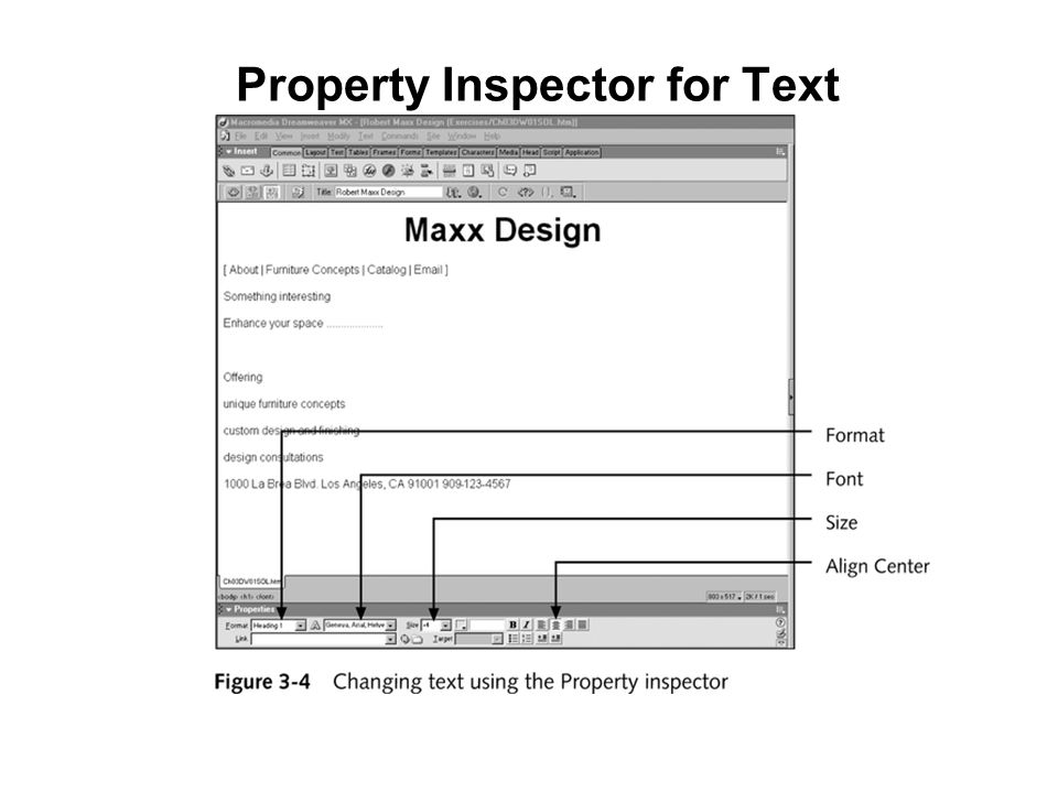 Property Inspector for Text