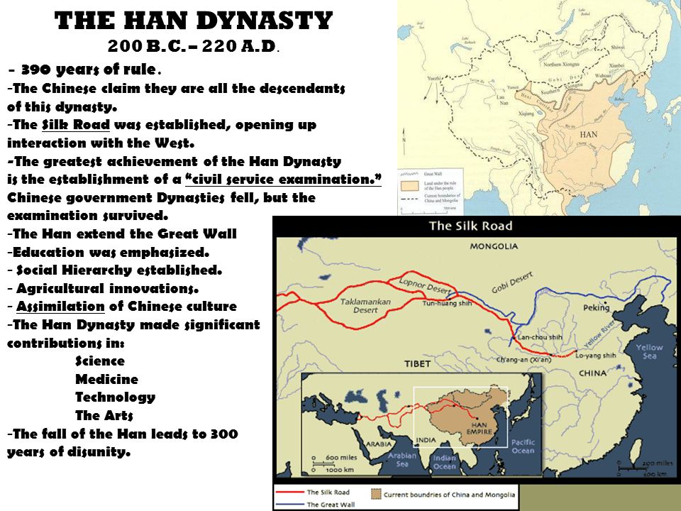 - 390 years of rule. - The Chinese claim they are all the descendants of this dynasty.