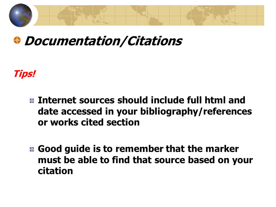 Documentation/Citations Tips.