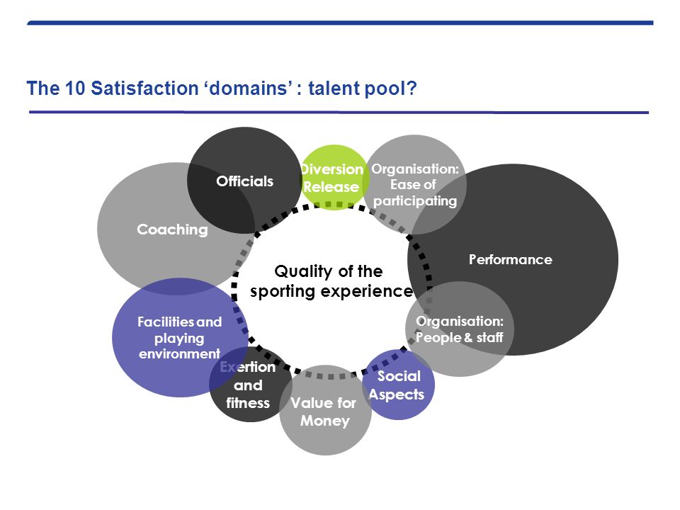The 10 Satisfaction ‘domains’ : talent pool.
