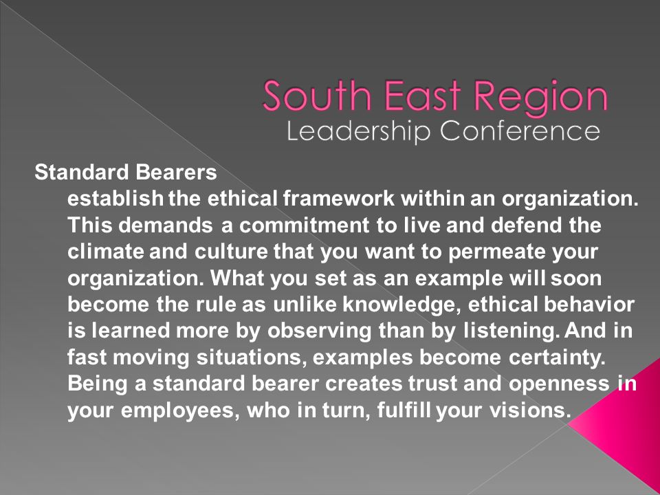 Standard Bearers establish the ethical framework within an organization.