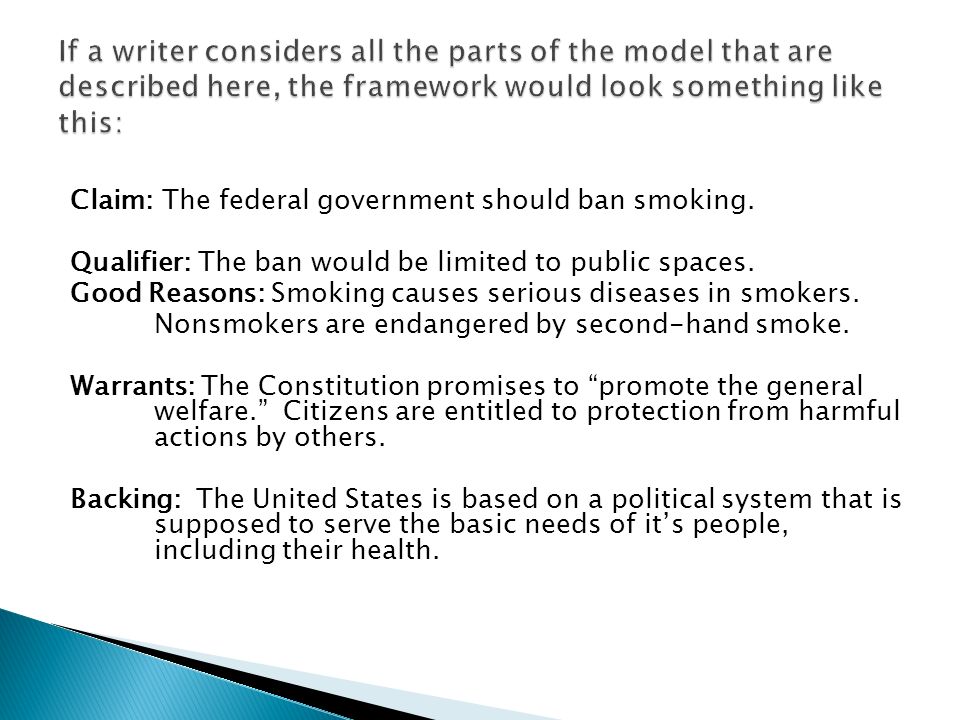 Claim: The federal government should ban smoking.