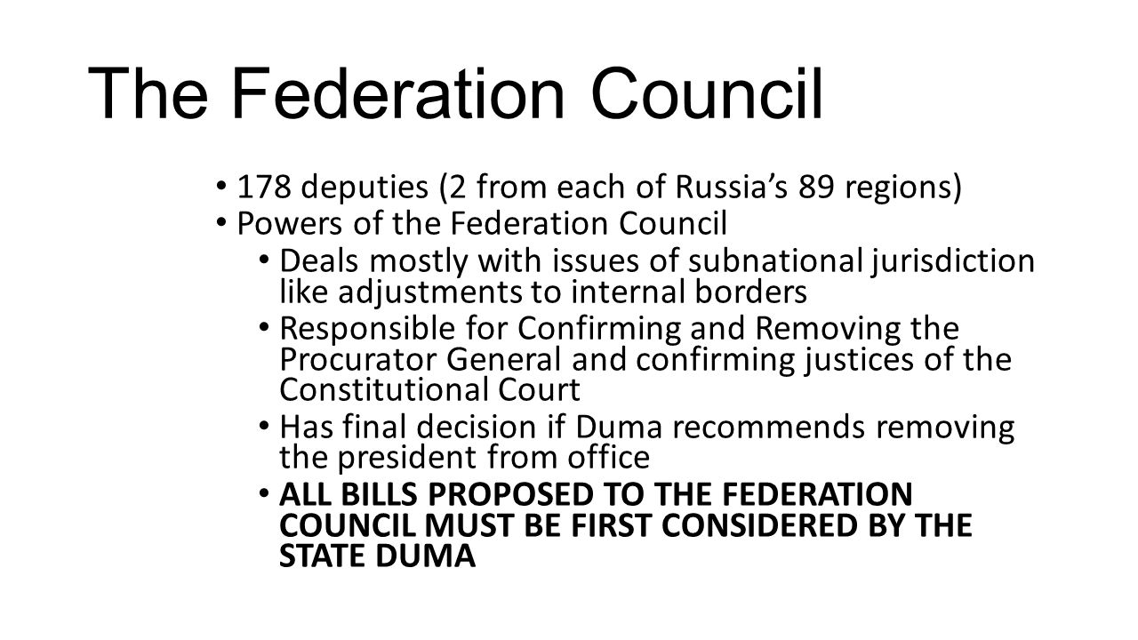 Powers of the Federation Council Powers of the Federation Council