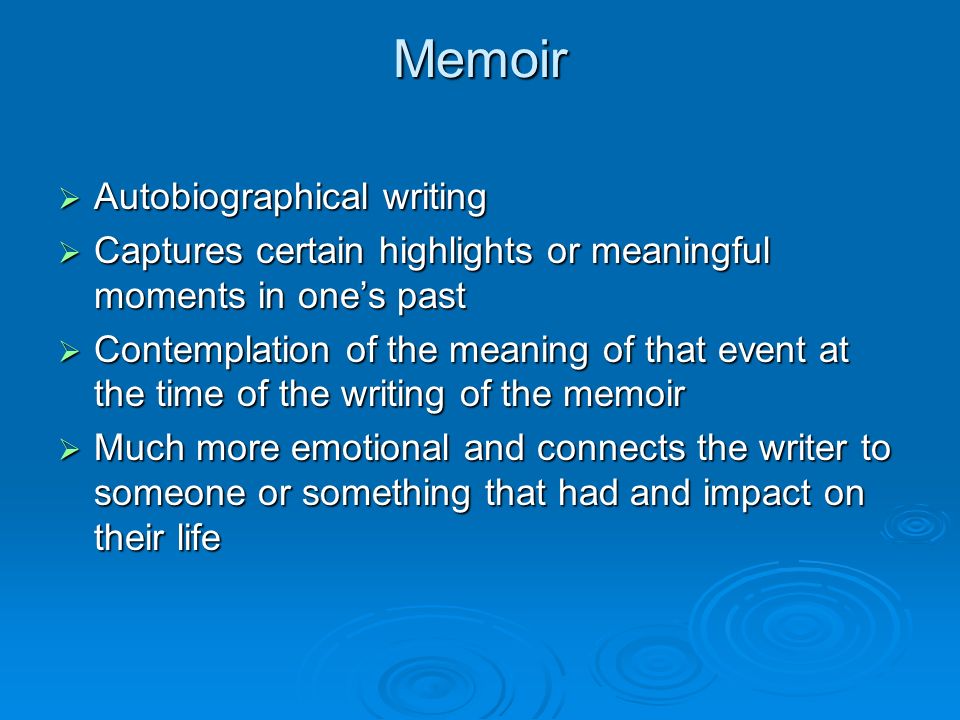 Autobiographical Genres MemoirAutobiographyBiography Personal Narrative. -  ppt download
