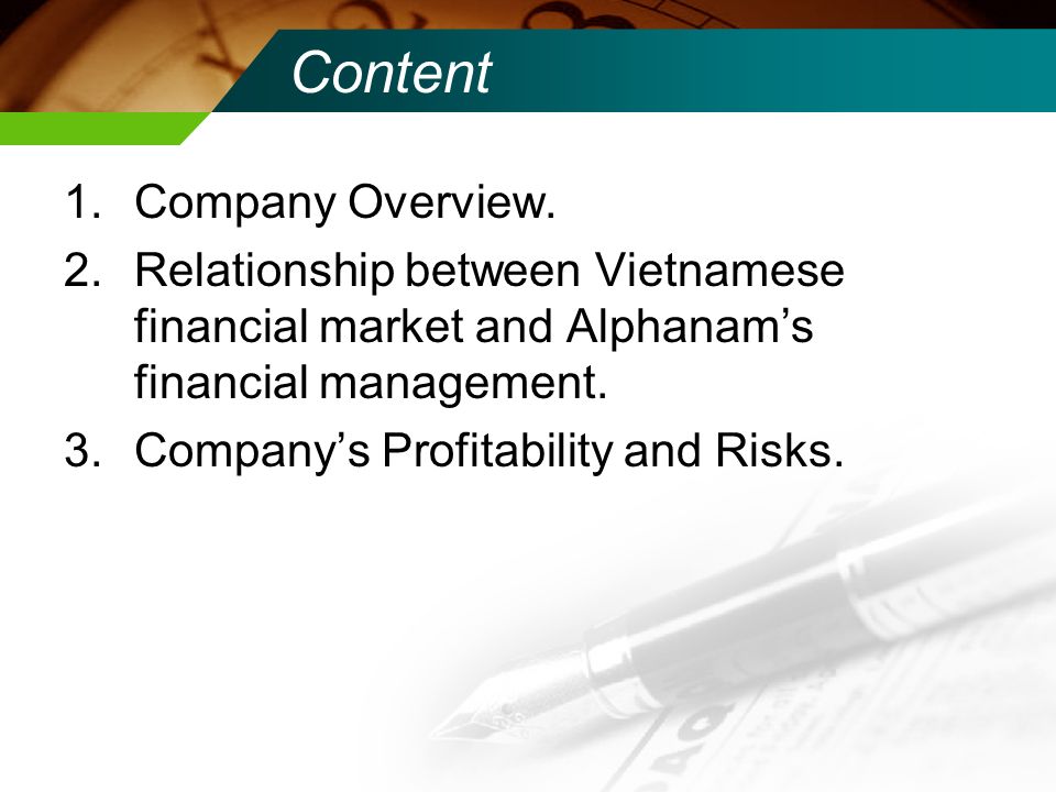 Content 1.Company Overview.